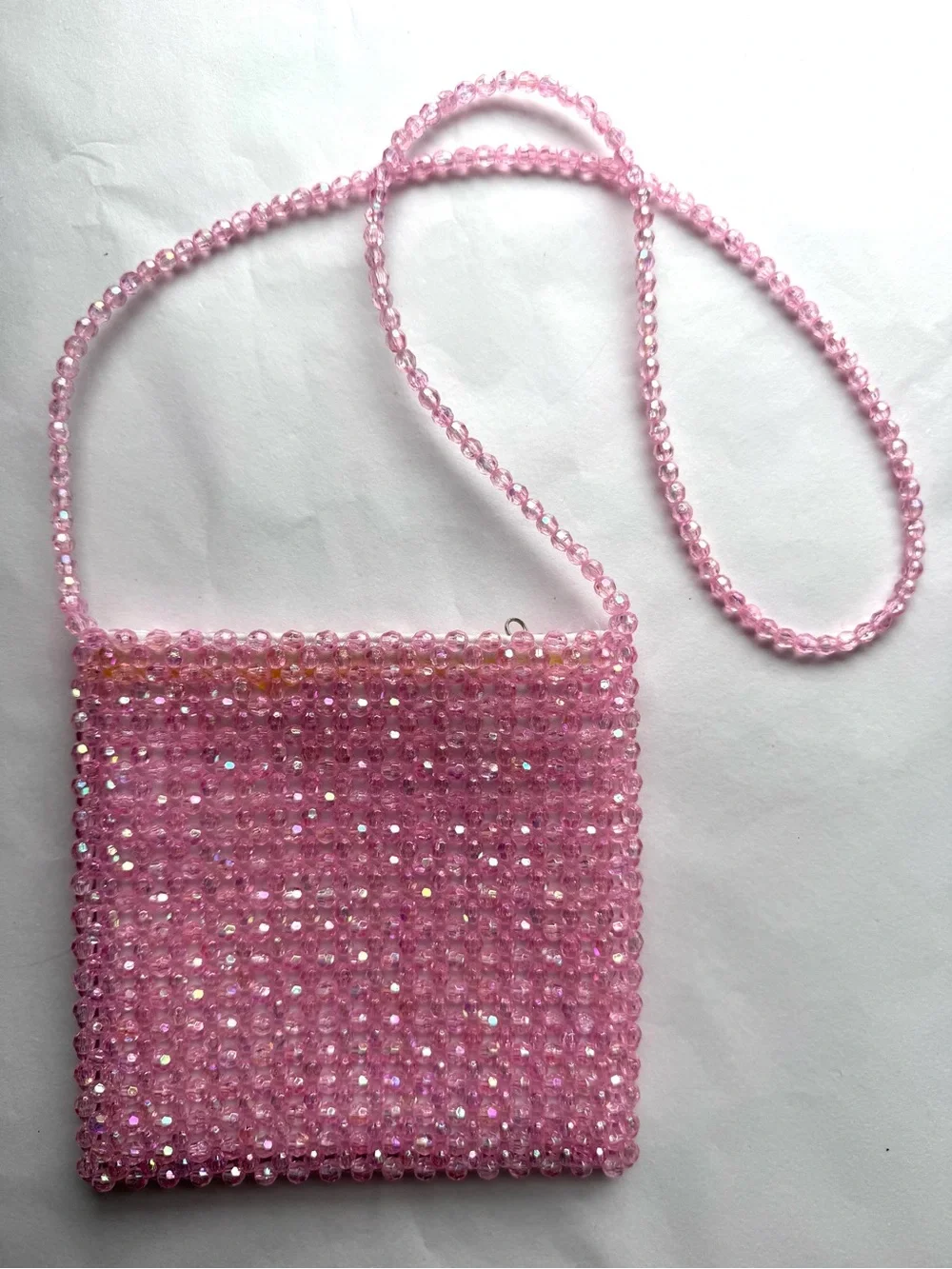 y2k Hello Kitty Bead Bag Pink Kidcore 2000s Vintage Style Mini Crossbody Purse